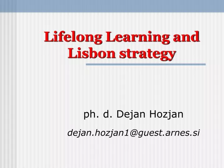 lifelong learning and lisbon strategy