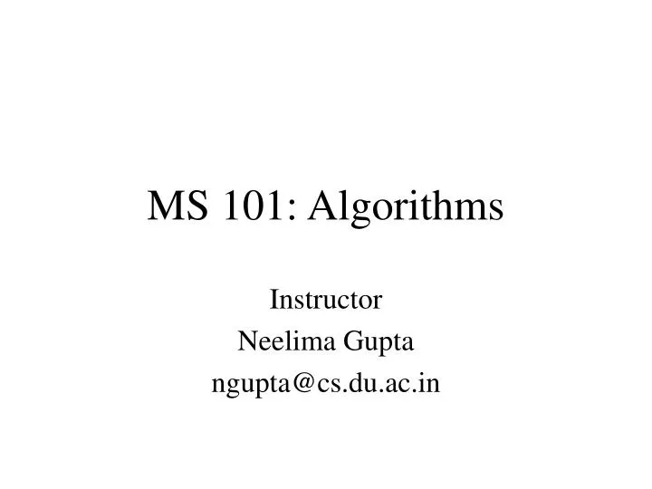 ms 101 algorithms