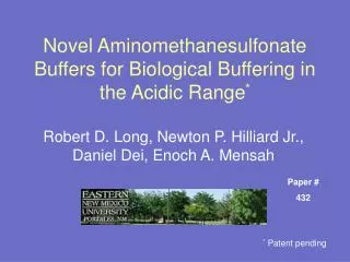 Novel Aminomethanesulfonate Buffers for Biological Buffering in the Acidic Range *
