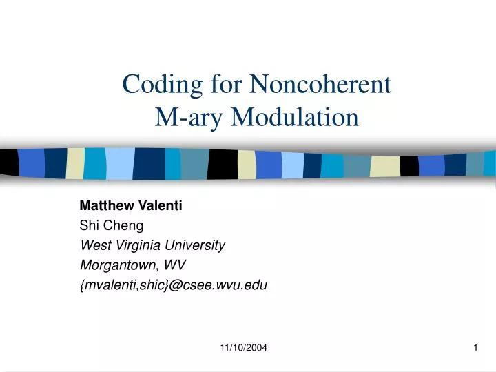 coding for noncoherent m ary modulation