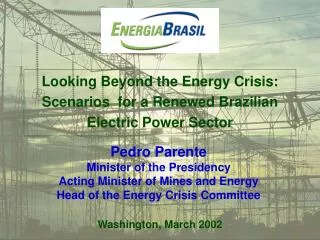 Looking Beyond the Energy Crisis: Scenarios for a Renewed Brazilian Electric Power Sector