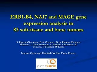 ERB1-B4, NA17 and MAGE gene expression analysis in 83 soft-tissue and bone tumors