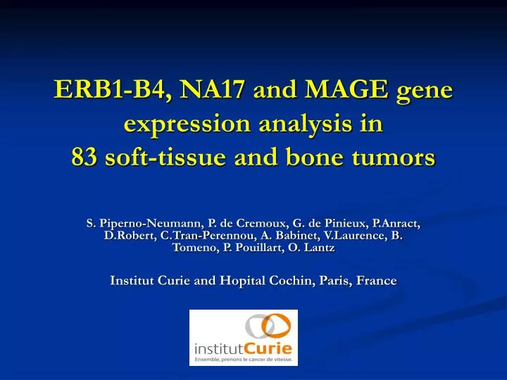 erb1 b4 na17 and mage gene expression analysis in 83 soft tissue and bone tumors