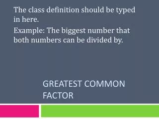 Greatest Common Factor