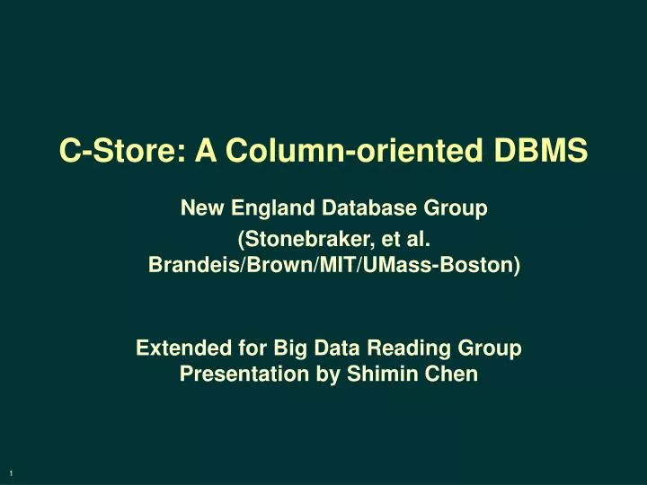 c store a column oriented dbms