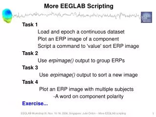 More EEGLAB Scripting