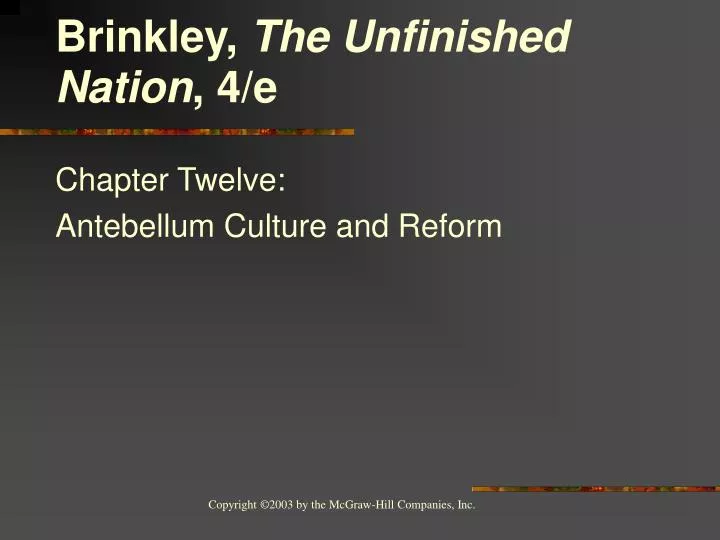 chapter twelve antebellum culture and reform