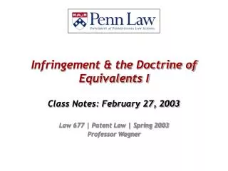 Infringement &amp; the Doctrine of Equivalents I