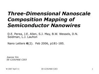 Three-Dimensional Nanoscale Composition Mapping of Semiconductor Nanowires