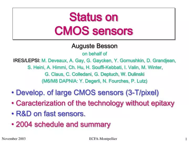 status on cmos sensors