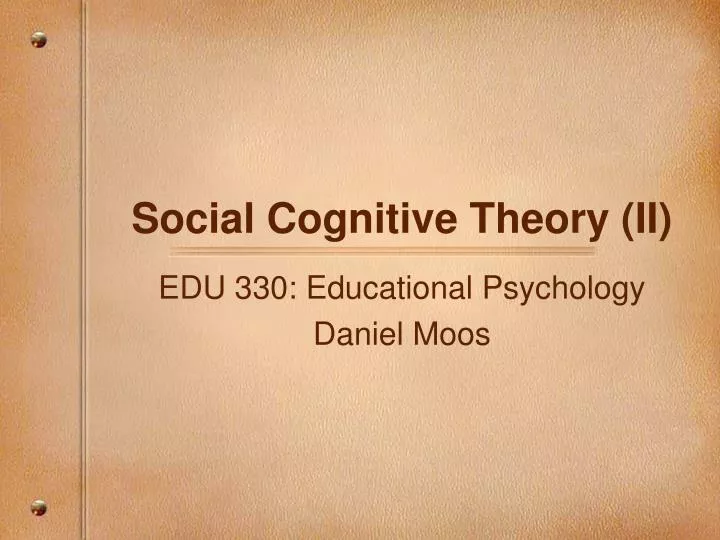 social cognitive theory ii