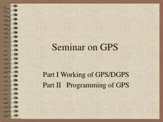 Seminar on GPS