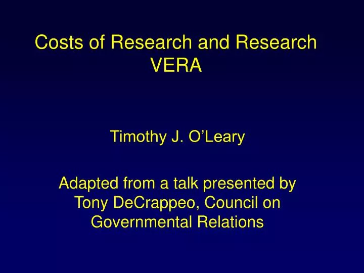 costs of research and research vera