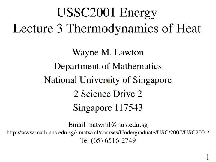 ussc2001 energy lecture 3 thermodynamics of heat