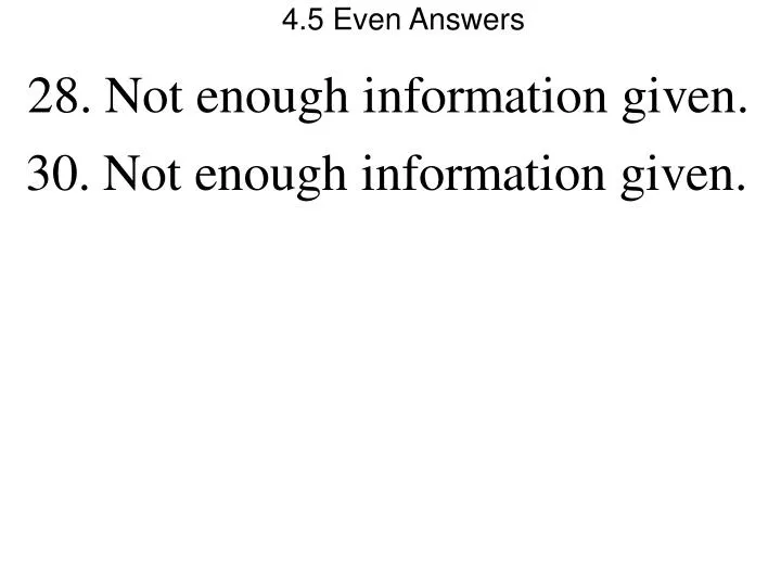 4 5 even answers