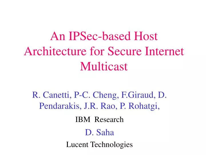 an ipsec based host architecture for secure internet multicast