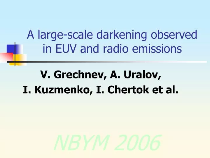 a large scale darkening observed in euv and radio emissions