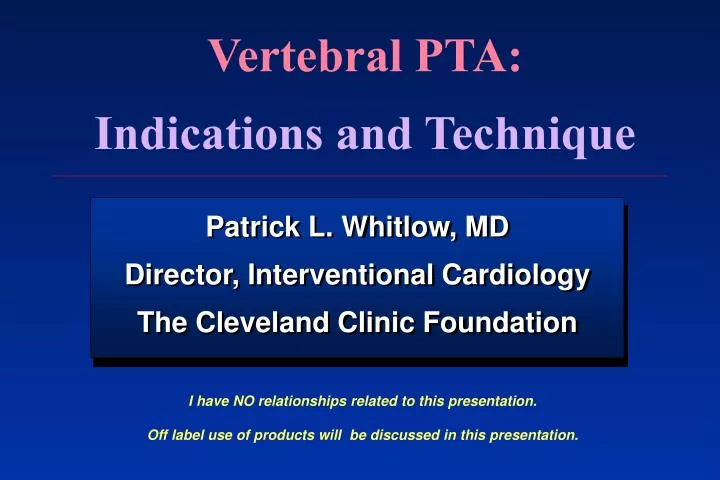 vertebral pta indications and technique