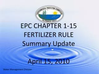 epc chapter 1 15 fertilizer rule summary update april 15 2010