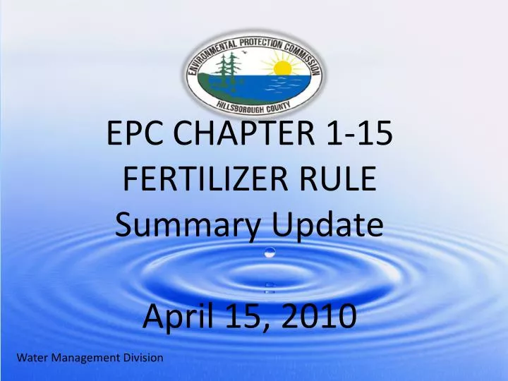 epc chapter 1 15 fertilizer rule summary update april 15 2010