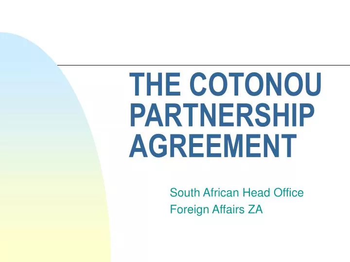 the cotonou partnership agreement