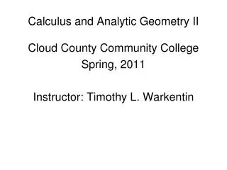 Calculus and Analytic Geometry II