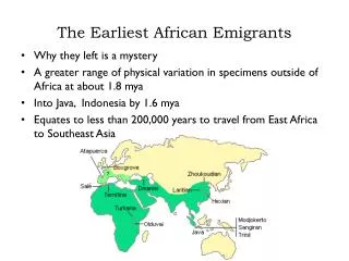 The Earliest African Emigrants