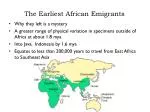 The Earliest African Emigrants - slide 1