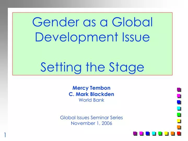 gender as a global development issue setting the stage