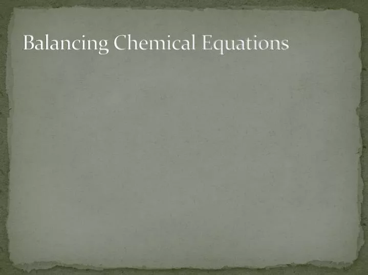 balancing chemical equations