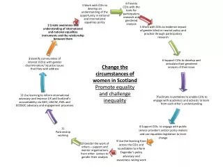 Change the circumstances of women in Scotland Promote equality and challenge inequality