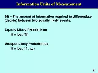 Information Units of Measurement