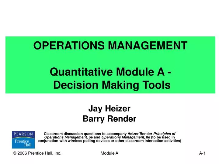 operations management quantitative module a decision making tools