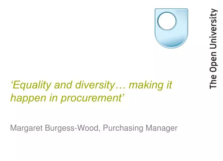 equality and diversity making it happen in procurement
