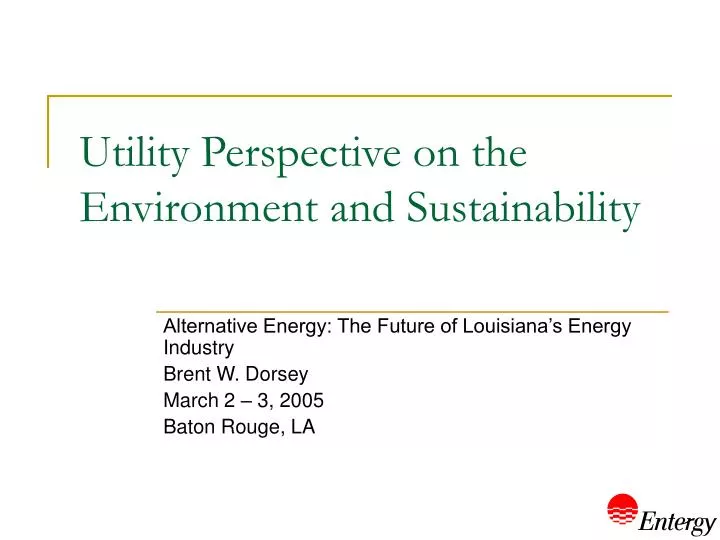 utility perspective on the environment and sustainability