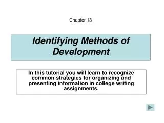 Identifying Methods of Development