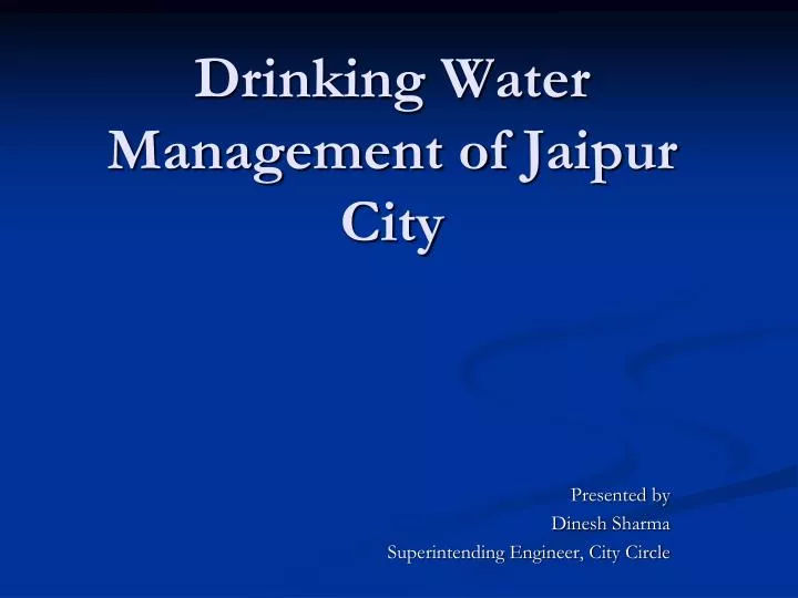 drinking water management of jaipur city