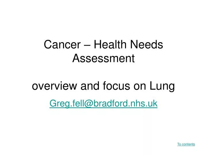cancer health needs assessment overview and focus on lung