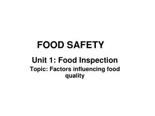 FOOD SAFETY