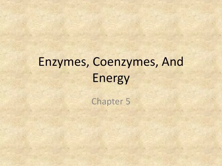 enzymes coenzymes and energy