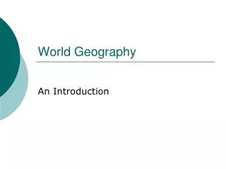 World Geography