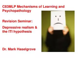 Revision Seminar: Depressive realism &amp; the ITI hypothesis