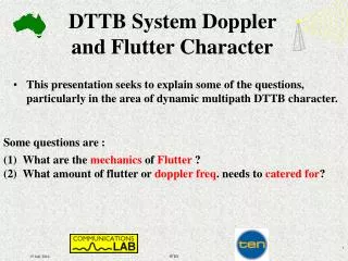 DTTB System Doppler and Flutter Character