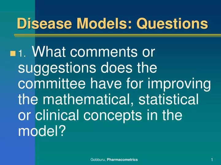 disease models questions