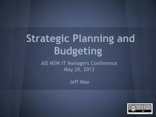 Strategic Planning and Budgeting