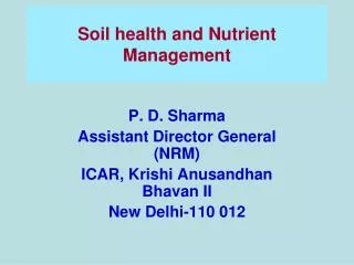 Soil health and Nutrient Management