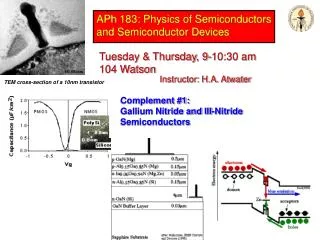 APh 183: Physics of Semiconductors and Semiconductor Devices