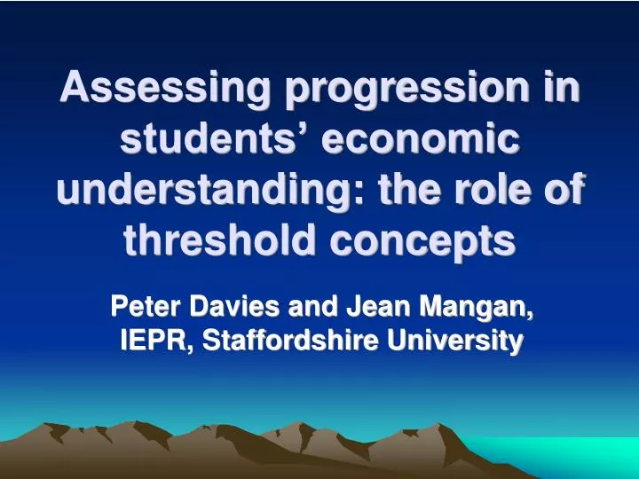 assessing progression in students economic understanding the role of threshold concepts