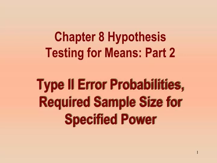 type ii error probabilities required sample size for specified power