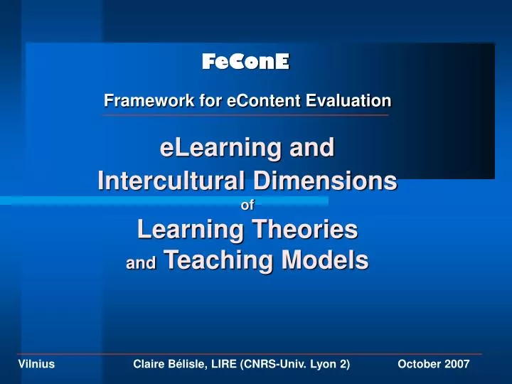 elearning and intercultural dimensions of learning theories and teaching models
